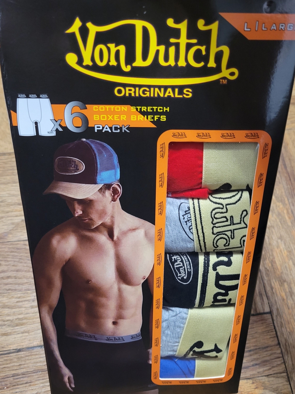 Von Dutch Men’s 6-Pack Boxer Briefs – Red, Yellow, Black, Gray, Blue